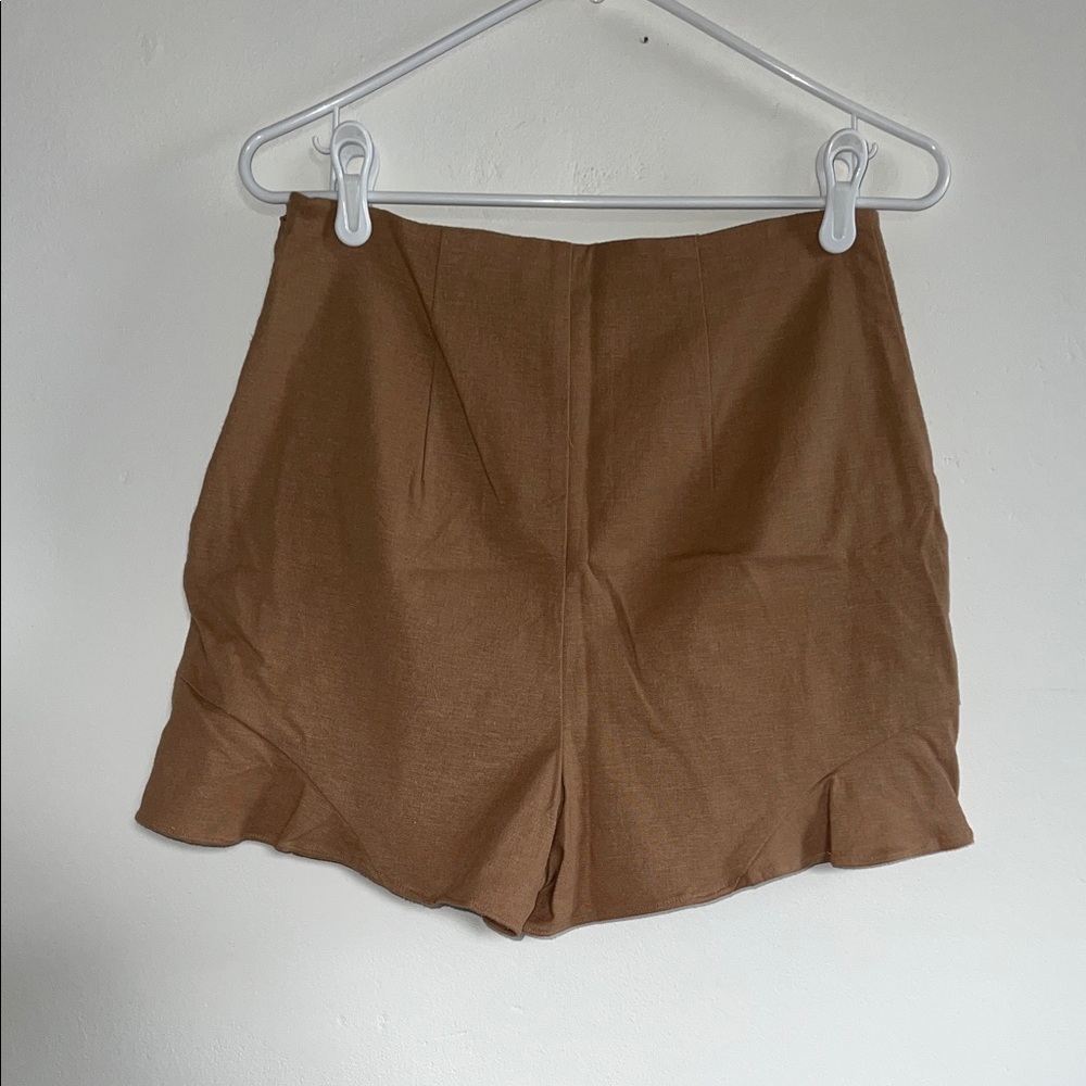 Linen Blend Ruffle Mini Skort - Picture 3 of 4